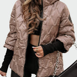 Bavlněná bunda s kapucí a dlouhými rukávy s prošívaným vzorem