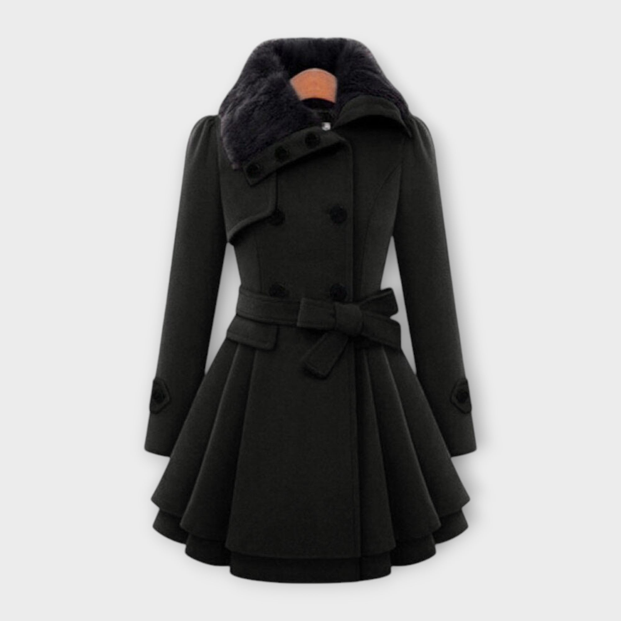 Emma - Elegantní kabát s umělou kožešinovou mandlí