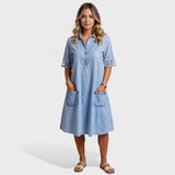 Denim Pocket – Ležérní košilové šaty