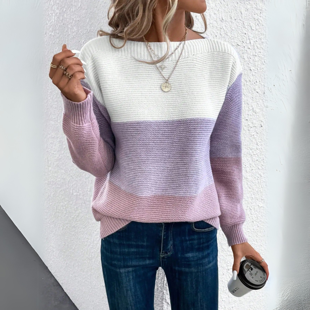 Clara | Elegantní trojbarevný patchworkový svetr