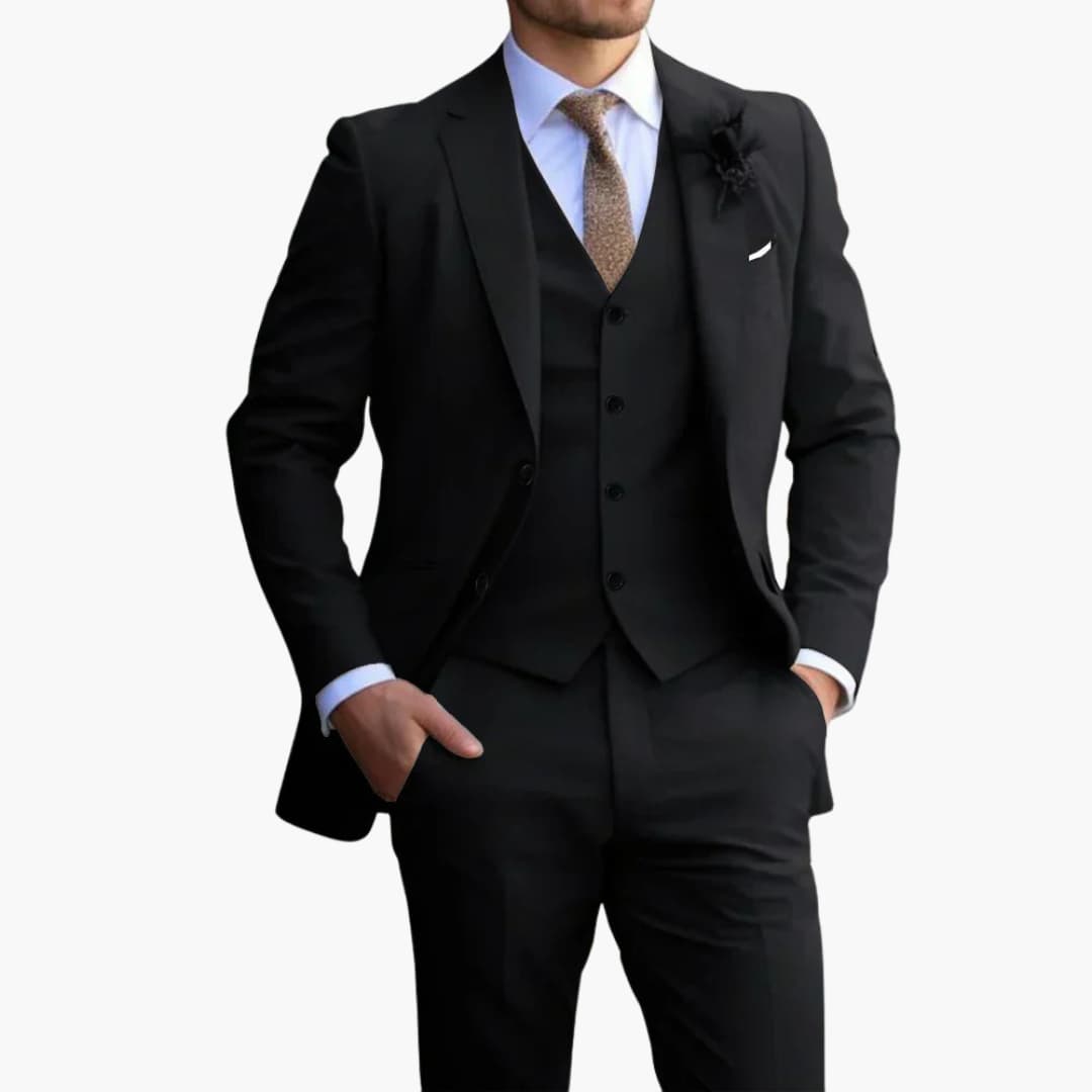 GABRIEL™ | SLIM FIT PÁNSKÝ OBLEK V BEŽOVÉ BARVĚ NA SVATBU