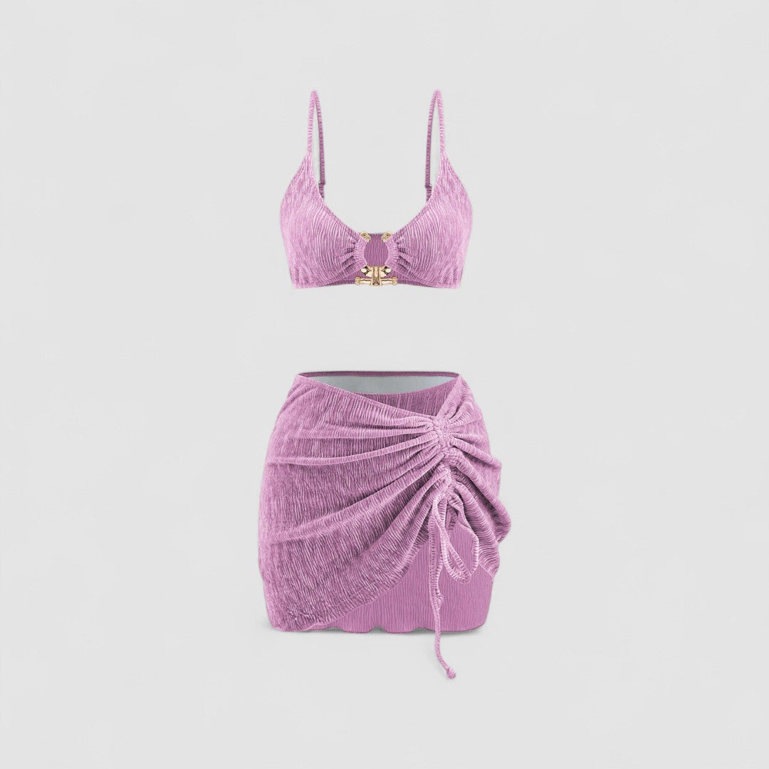 VIOLA |  Sametové bikiny se sarongem – 3ks