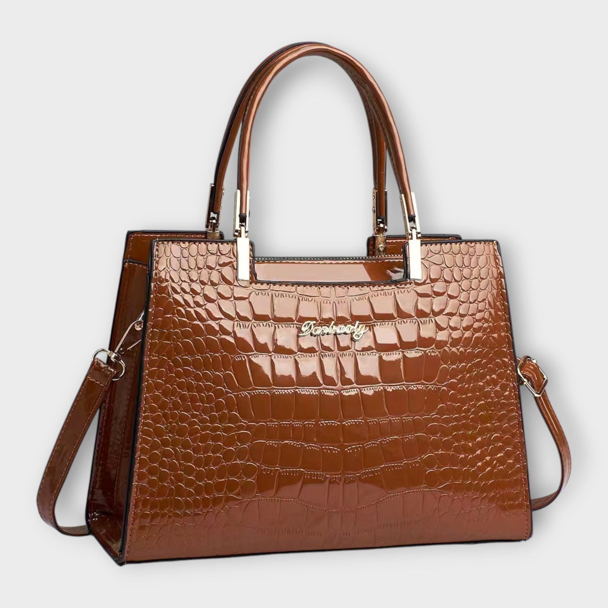 CROCODILE™ |  Lesklá kabelka se vzorem krokodýlí kůže