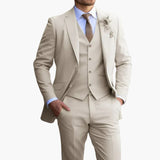GABRIEL™ | SLIM FIT PÁNSKÝ OBLEK V BEŽOVÉ BARVĚ NA SVATBU