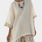 Soubor Boho Chic Daisy: Dlouhá halenka a potištěné kalhoty pro jedinečný styl