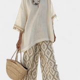 Soubor Boho Chic Daisy: Dlouhá halenka a potištěné kalhoty pro jedinečný styl