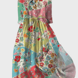 Barevné květinové šaty ve stylu patchwork