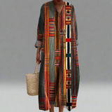 Marianne™ | Geometrické pruhované boho maxi šaty