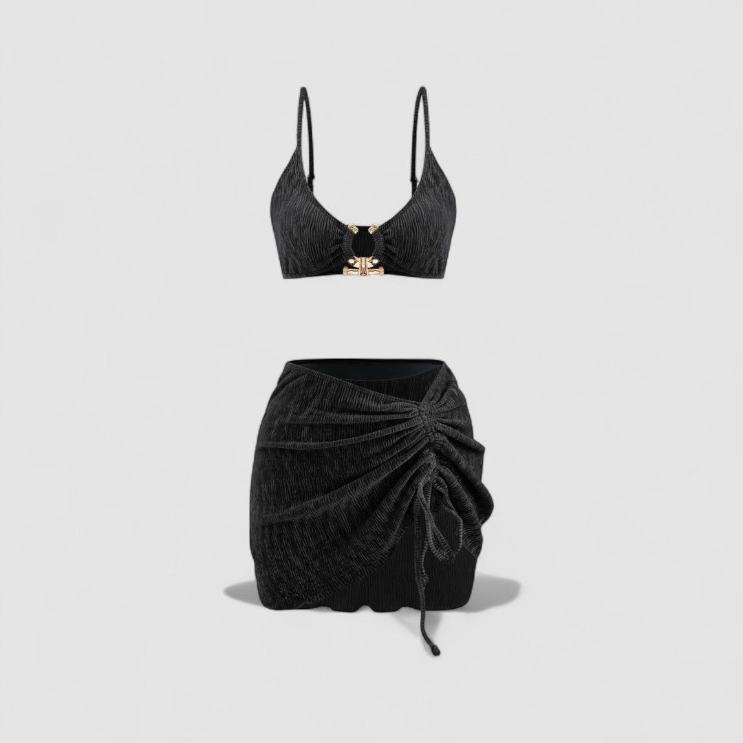 VIOLA |  Sametové bikiny se sarongem – 3ks