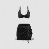 VIOLA |  Sametové bikiny se sarongem – 3ks