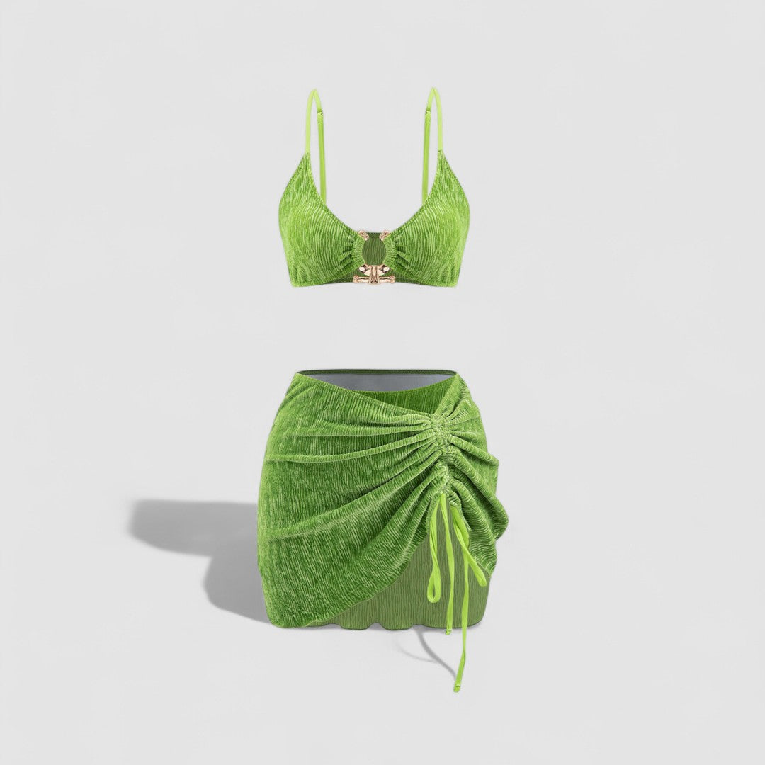 VIOLA |  Sametové bikiny se sarongem – 3ks