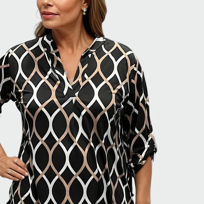 Neformální tričko s dlouhými rukávy a elegantním vzorem